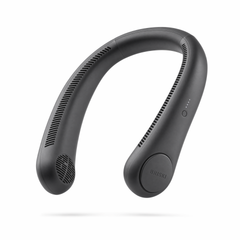 BRISKI matte black bladeless neck fan worn around the neck — hands-free portable cooling